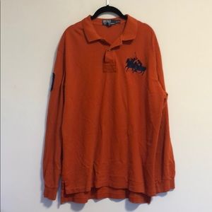 Men’s Polo by RL Long Sleeve Polo Shirt in Orange